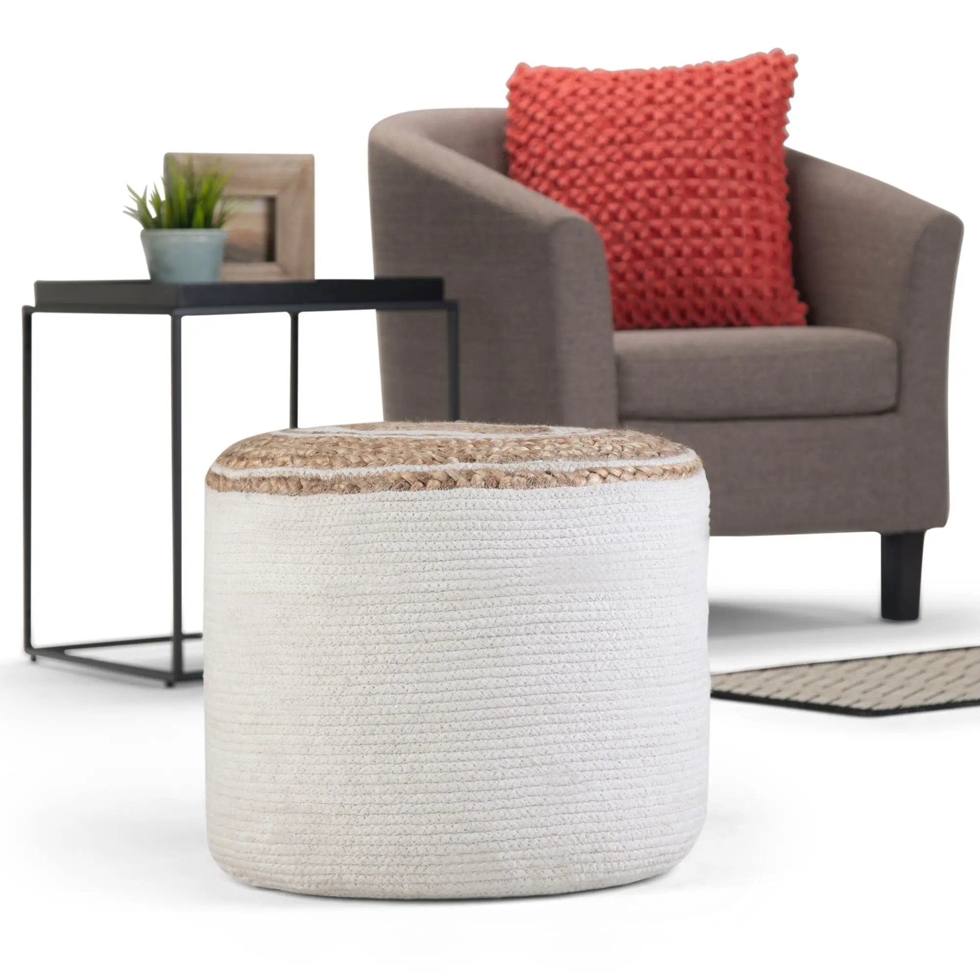 Serena - Handcrafted Round Braided Pouf by Unique Piece Furniture