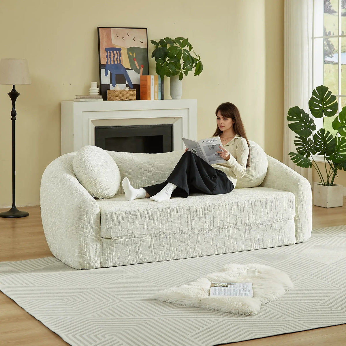86-Inch Curved Convertible Sofa Recliner by HouseOfZazla