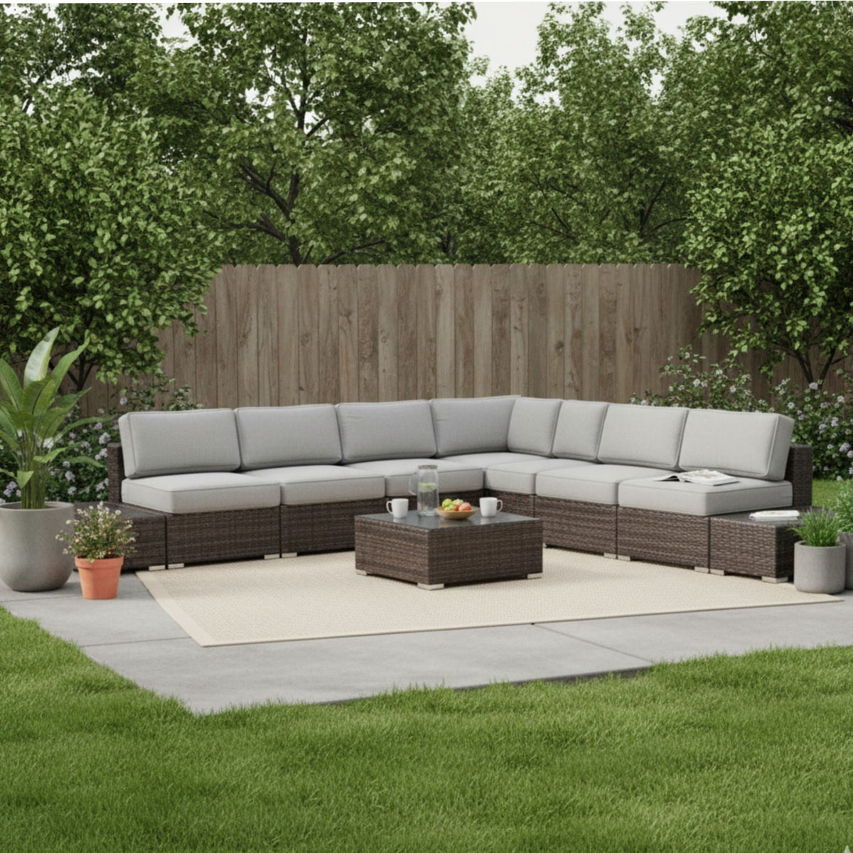 Wicker Sectional Seating Group With Cushions, photo 8 of 28