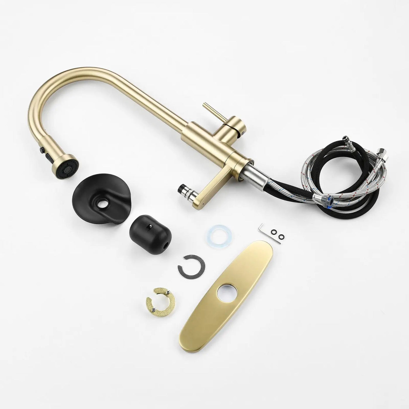 3 In 1 Kitchen Faucet With Press Type Glass Rinser, High Arc Pull Down Sprayer by HouseOfZazla