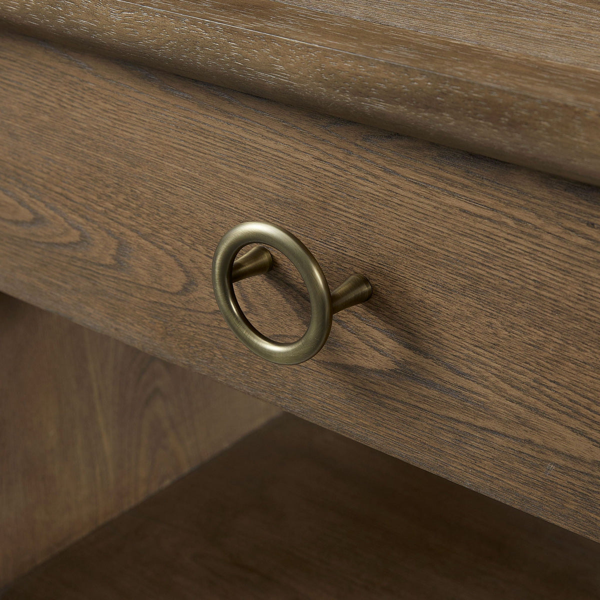 Waterfall End Table with Drawer and Shelf - Light Brown, photo 3 of 6