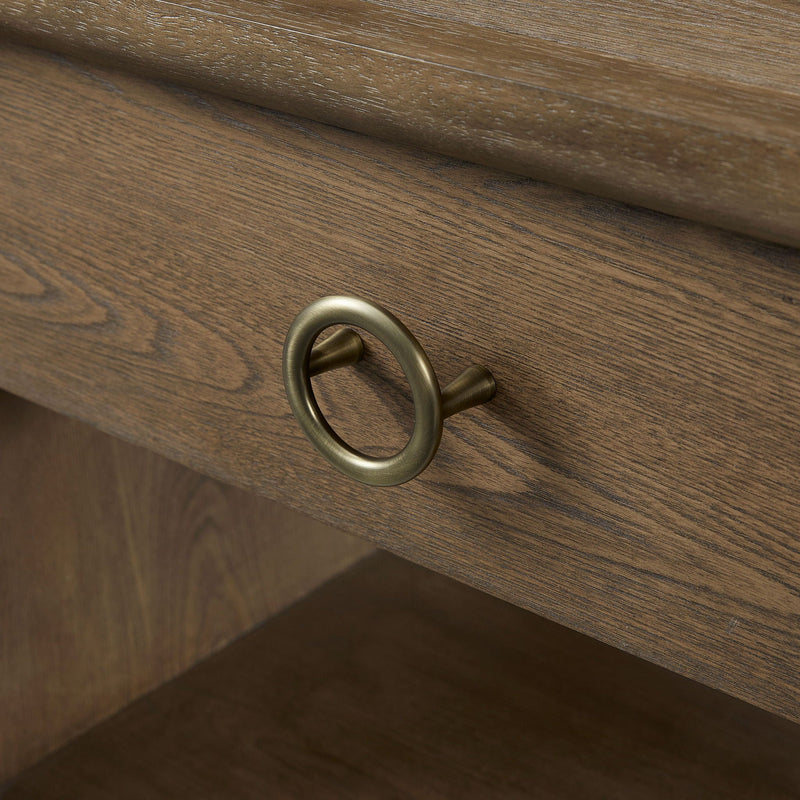 Waterfall End Table with Drawer and Shelf - Light Brown, photo 3 of 6