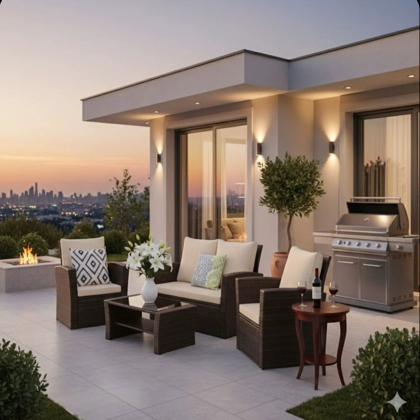 Modern Patio Set With Table And Cushions by HouseOfZazla
