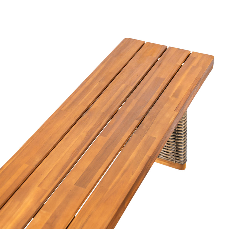 Outdoor Acacia Wood Bench (Set of 2) - Teak Finish, photo 9 of 10