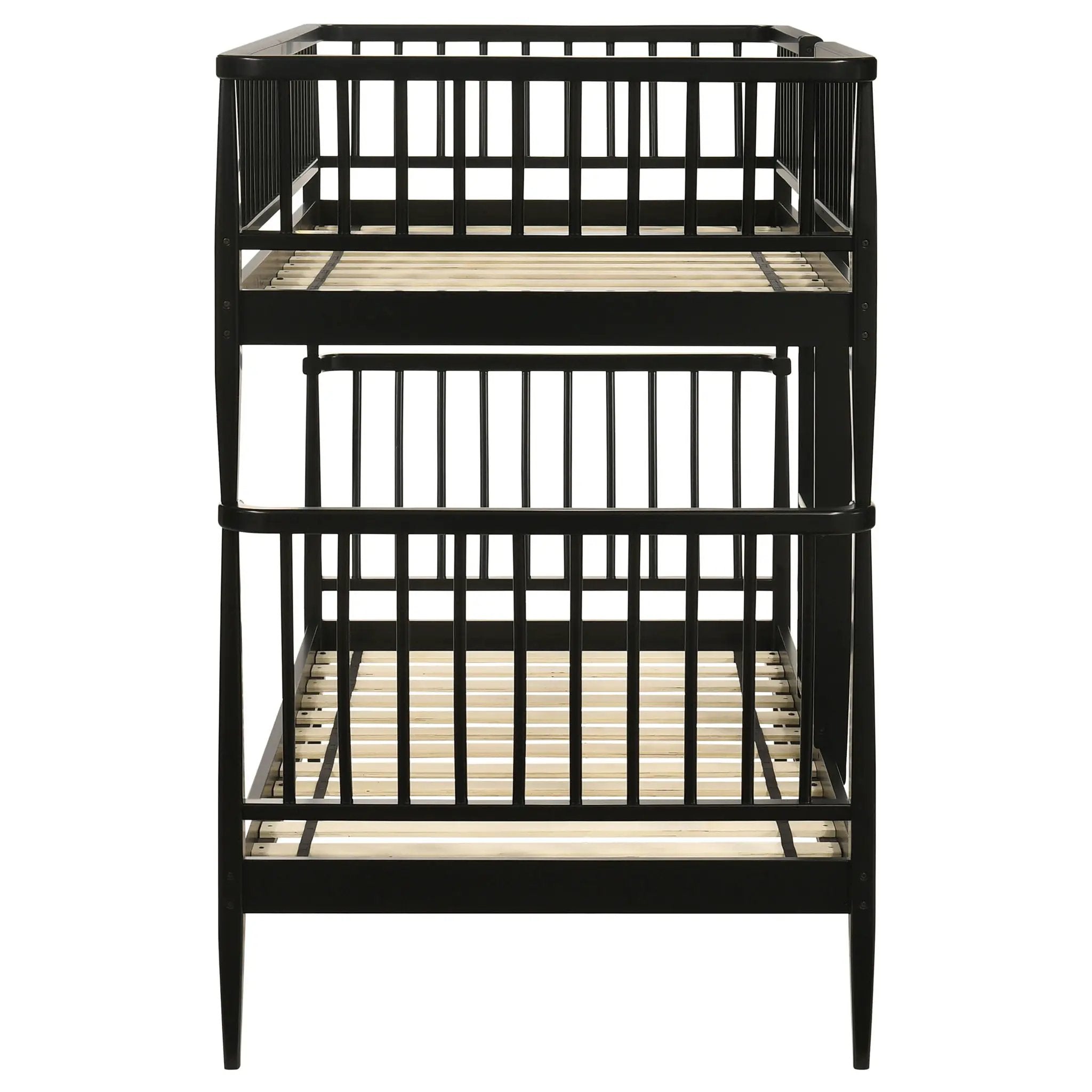 Abram Windsor Twin Over Twin Wood Bunk Bed with Ladder Black by Unique Piece Furniture