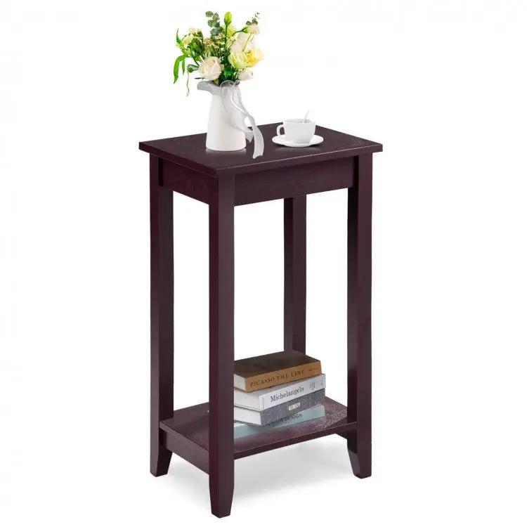 2-Tier Nightstand End Side Wooden Legs Table for Bedroom by DirectDeals