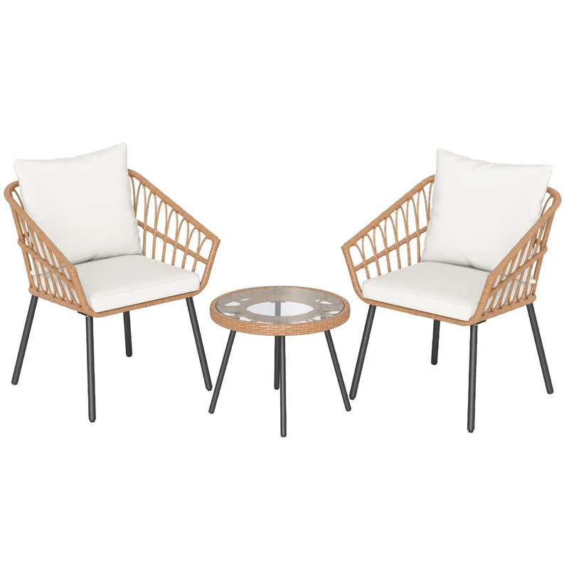3 Piece Patio Bistro Set with Heavy Duty Metal Frame-Beige by DirectDeals