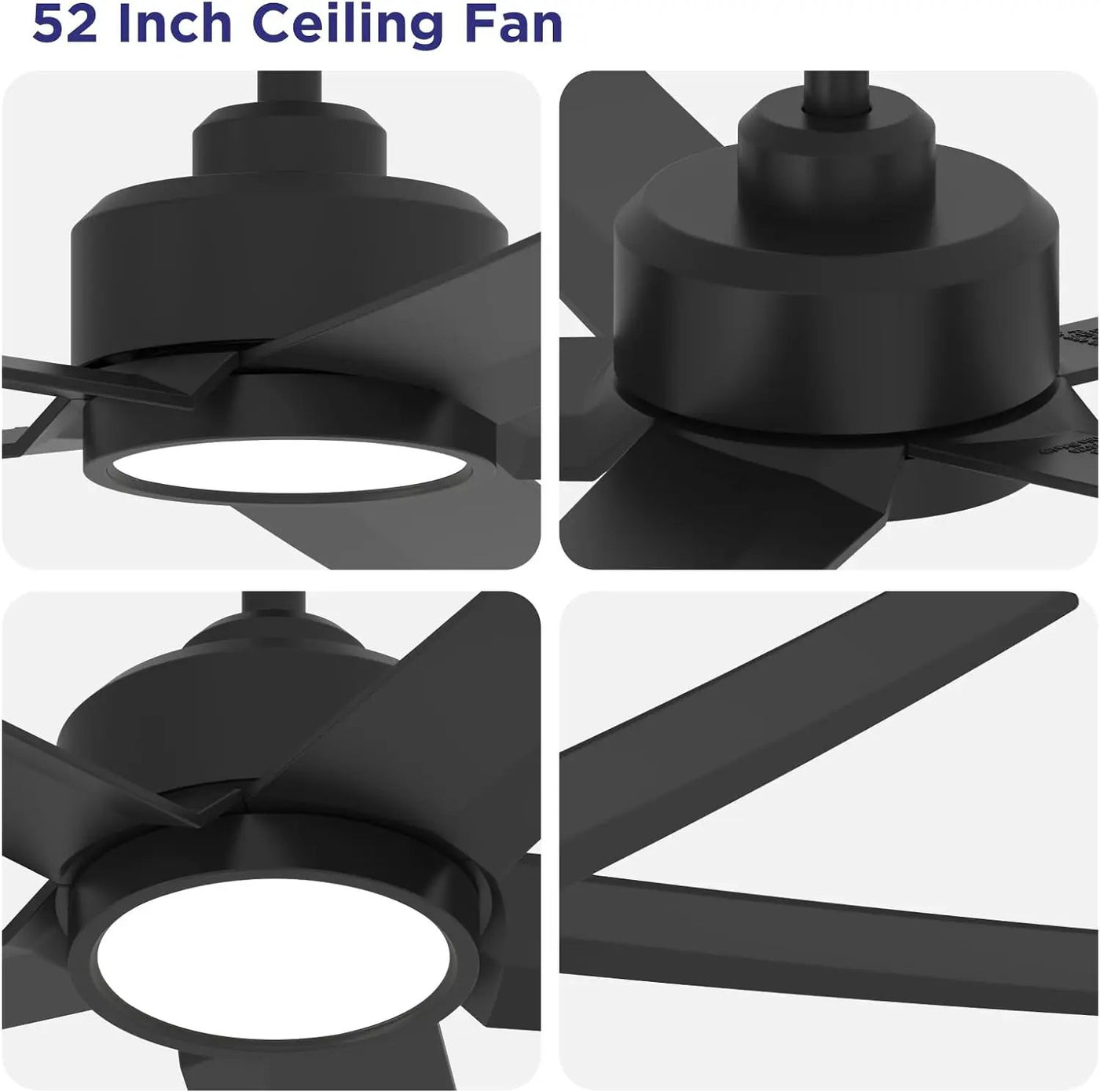 52 Inch Ceiling Fans with Lights, Large Air Volume Ceiling Fans with Reversible Quiet DC Motor and Remote by HouseOfZazla