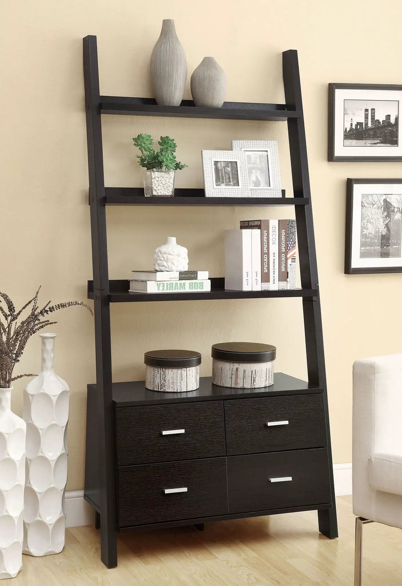 Colella 72-inch 5-shelf Storage Ladder Bookshelf Cappuccino by Unique Piece Furniture