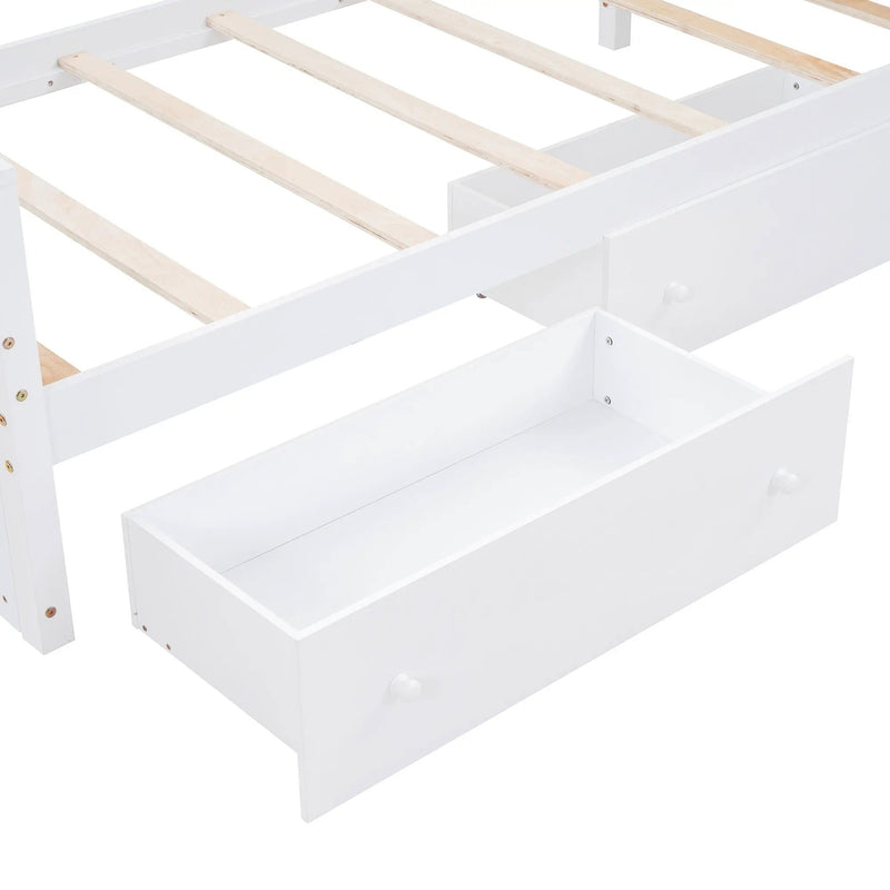 Loft Platform Bed With 7 Drawers And Full Guardrails, Modern L Shaped Space Savin by HouseOfZazla