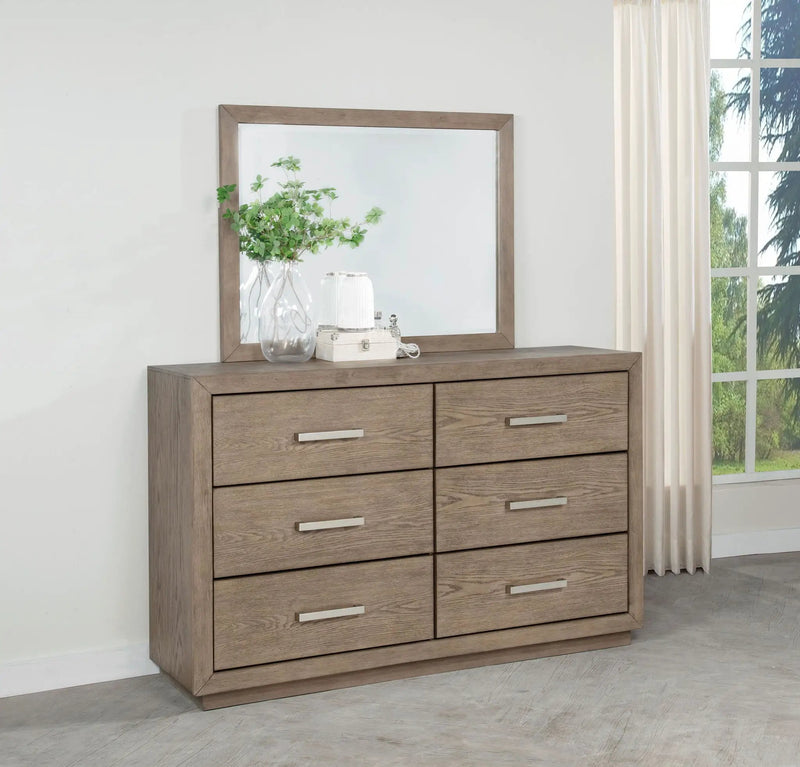 Kenora 6-drawer Dresser and Mirror Barley Brown by Unique Piece Furniture