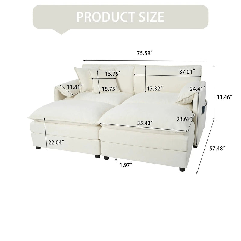 Modern Comfy Deep Seat Modular Sectional Sofa Cloud Couch With Ottoman by HouseOfZazla