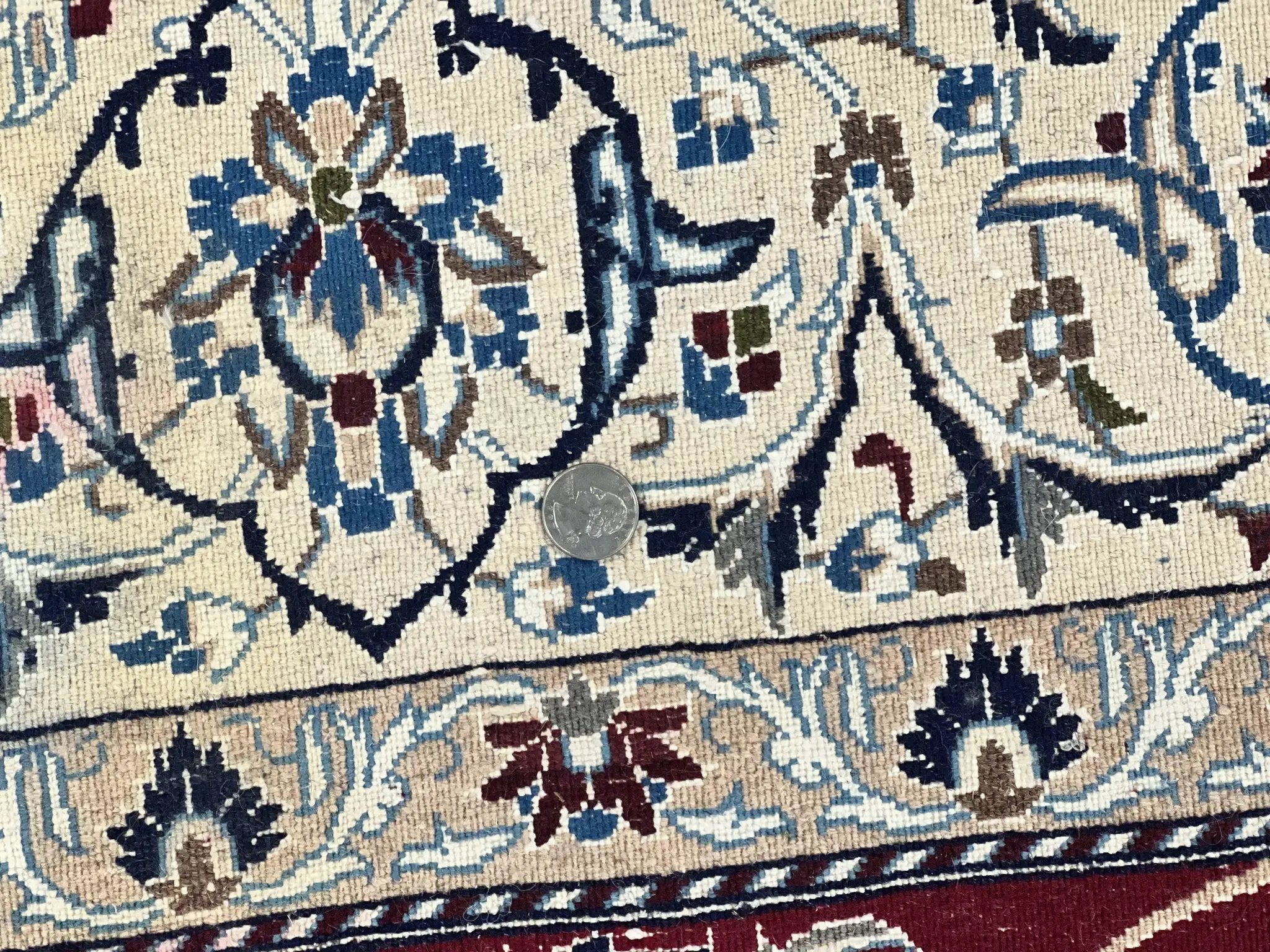 Persian Nain Rug 6x10, Wool and Silk Highlights, Red and Ivory, Floral Medallion, Vintage Handmade Hand Knotted, Fine 225 KPSI, Traditional Rug by Jewel Rugs