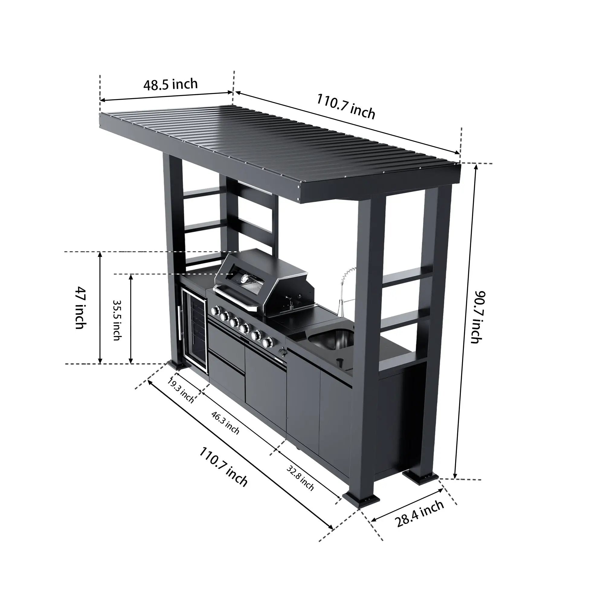 110-Inch Deluxe Stainless Steel Gas Outdoor Kitchen Grill by HouseOfZazla