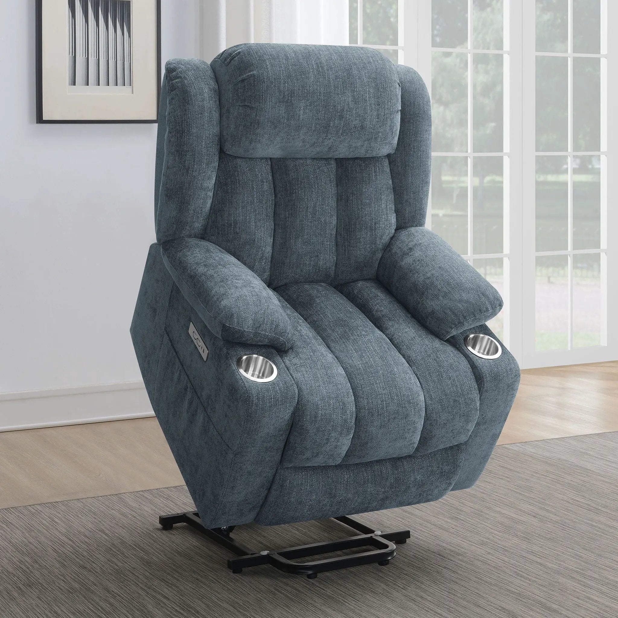 Houston Upholstered Power Lift Recliner Slate Blue by Unique Piece Furniture