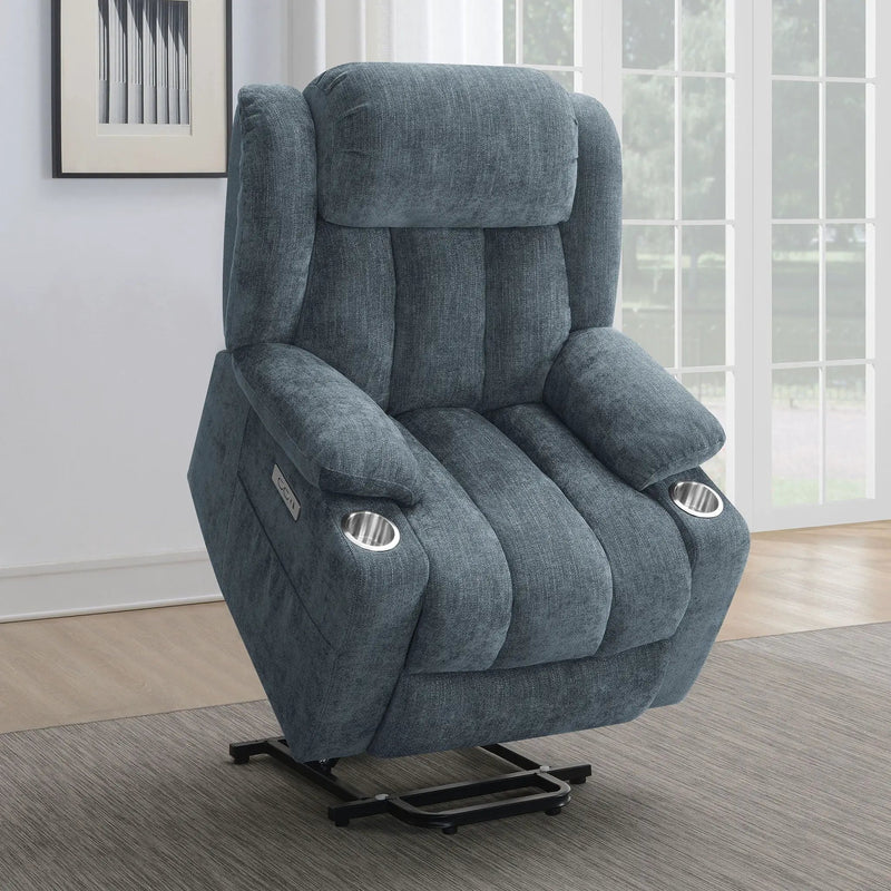 Houston Upholstered Power Lift Recliner Slate Blue by Unique Piece Furniture