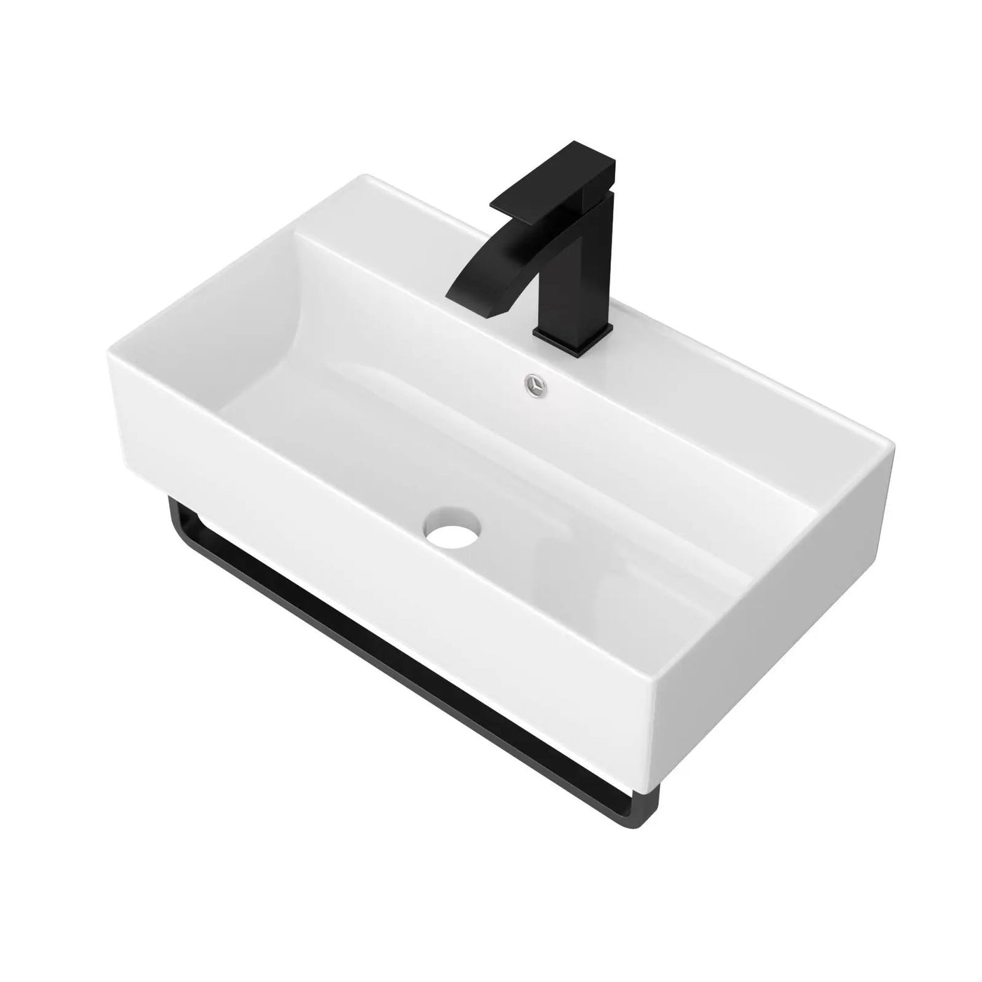 Wall Mounted Rectangular Bathroom Sink With Towel Bar by HouseOfZazla