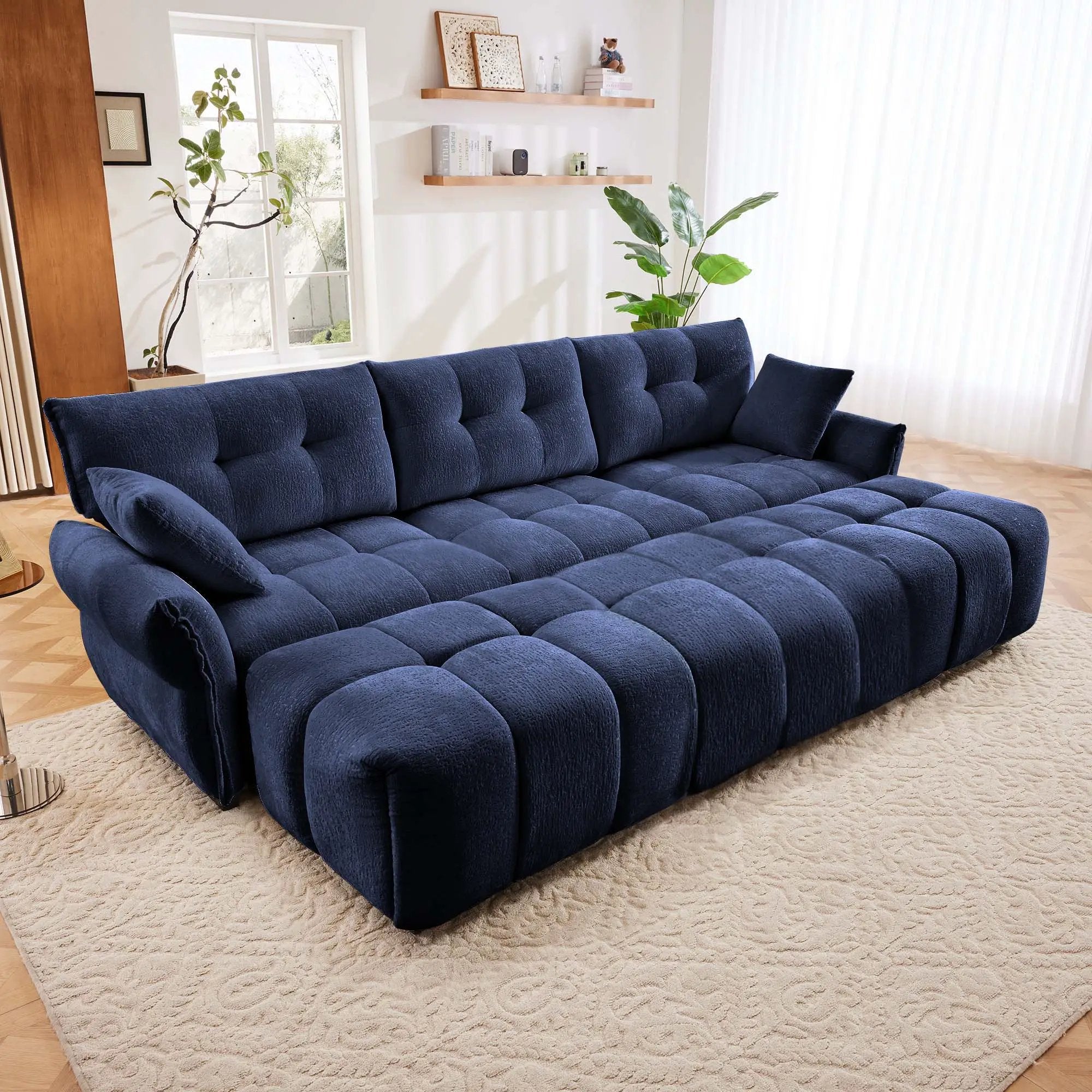 Sofa Set With Ottoman And Pillows, Textured, High Resilience Cushions by Unique Piece Furniture
