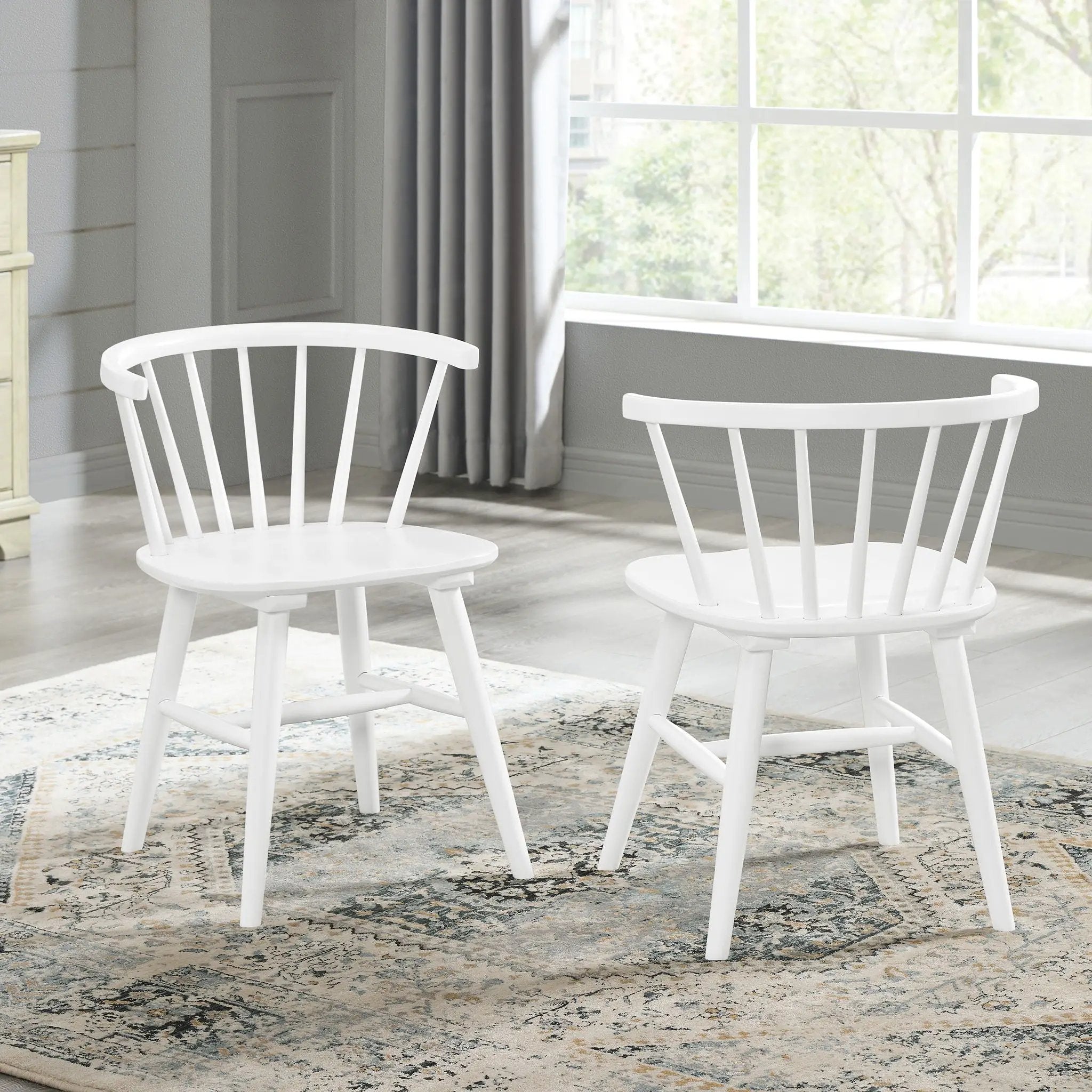 Edo - 5 Piece Dining Set, Trestle Dining Table With 4 Windsor Chairs - White by Unique Piece Furniture