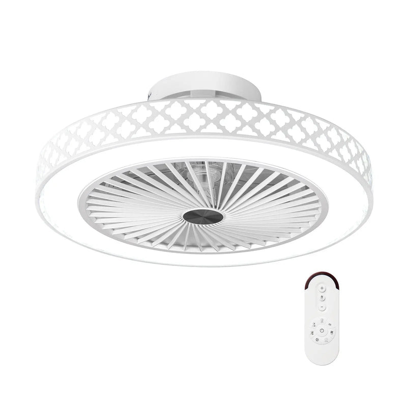 19 Inch Ceiling Fan with Light Low Profile Flush Mount Fan-White by DirectDeals