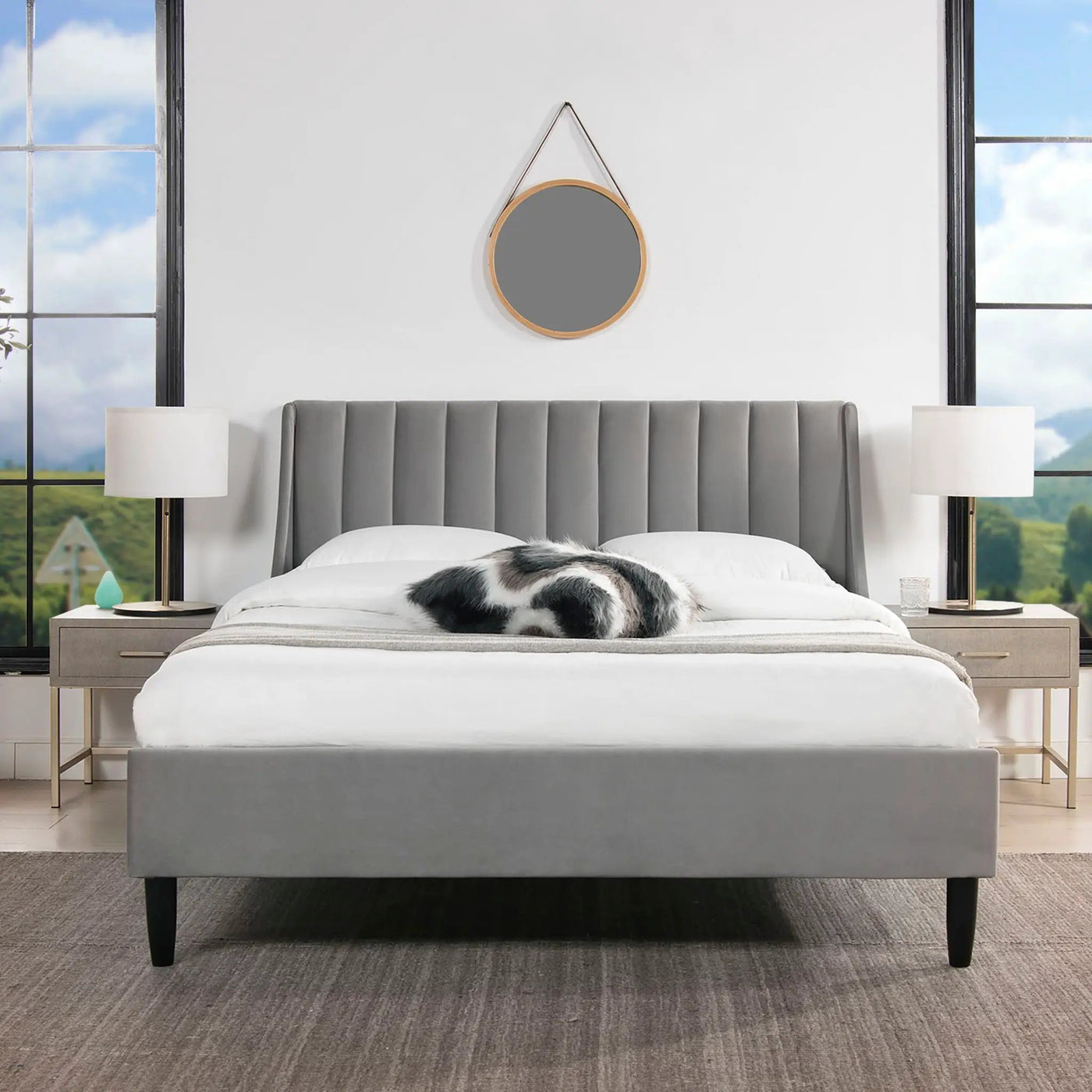 Aspen - Vertical Tufted Modern Headboard Platform Bed Set by HouseOfZazla