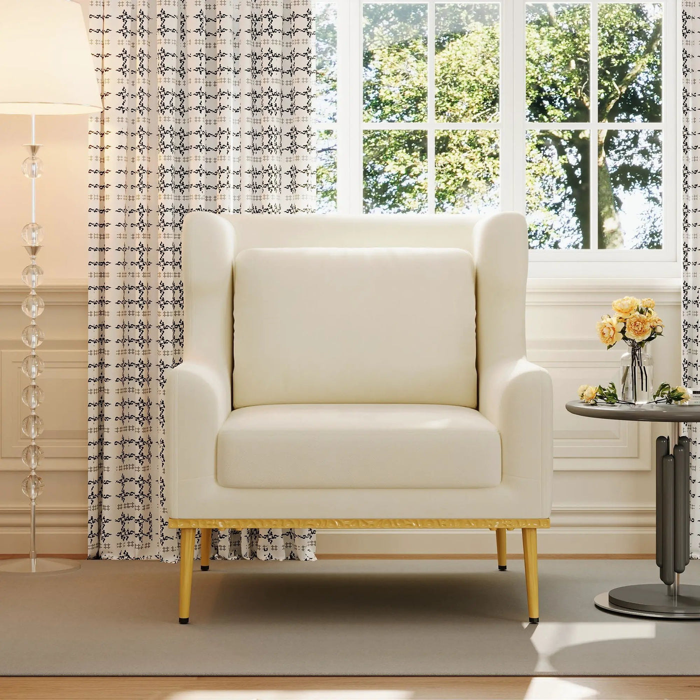 Elegant Curved Armrest Accent Armchair by HouseOfZazla