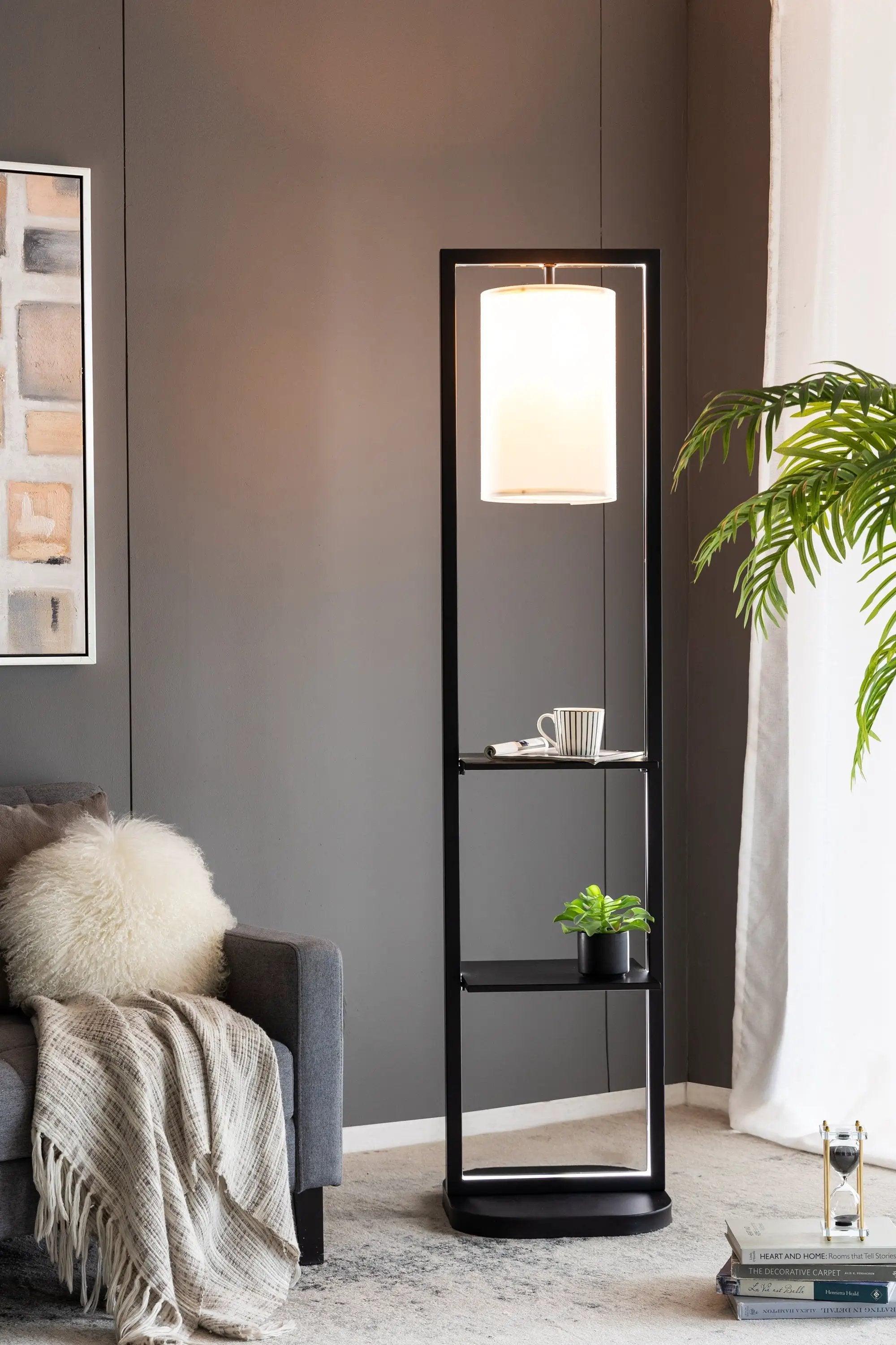 Two Tiered Vertical Shelving Stand with Light by HouseOfZazla