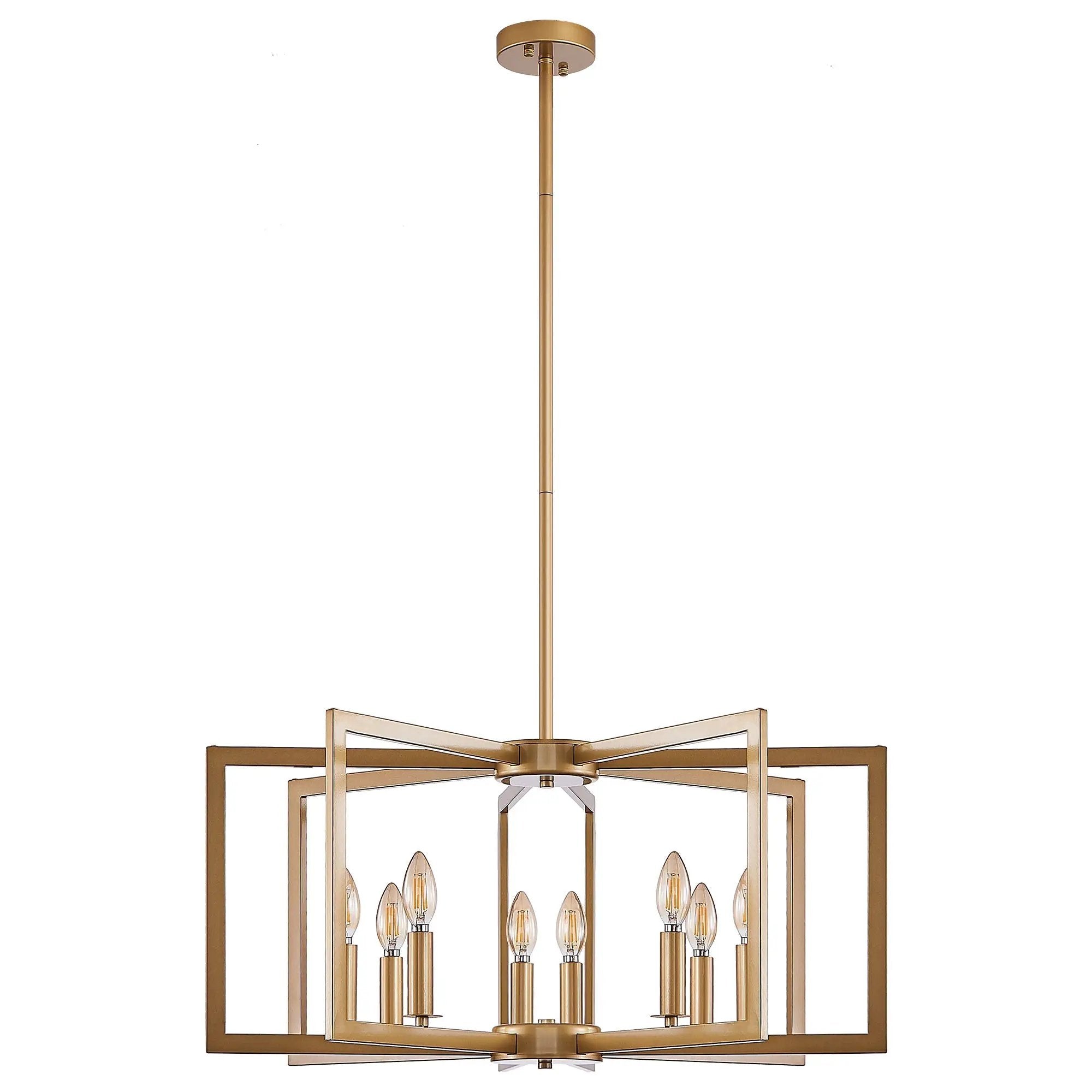 27' Modern Golden Geometric 8-Light Chandelier by HouseOfZazla