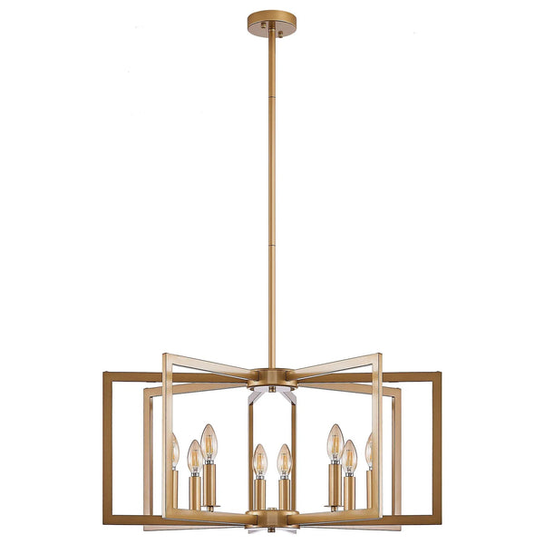27' Modern Golden Geometric 8-Light Chandelier