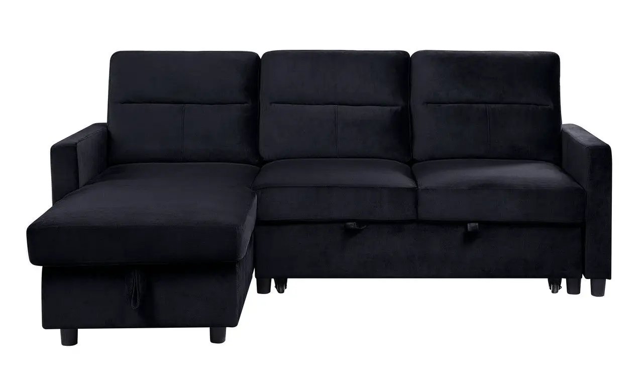 Ivy - Reversible Sleeper Sectional Sofa With Storage Chaise And Side Pocket by HouseOfZazla