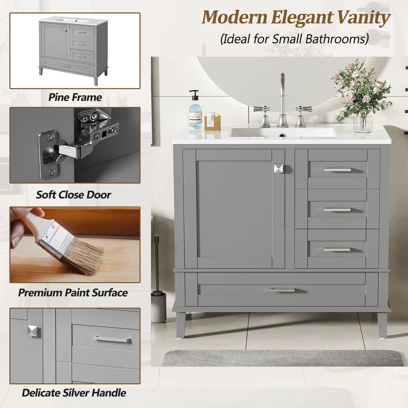 Traditional Bathroom Vanity Set With Soft Close Doors by HouseOfZazla