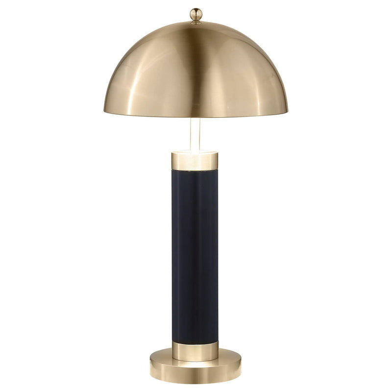 Leoch - Dome Shade Pillar Table Lamp Set With Dome - Black by HouseOfZazla