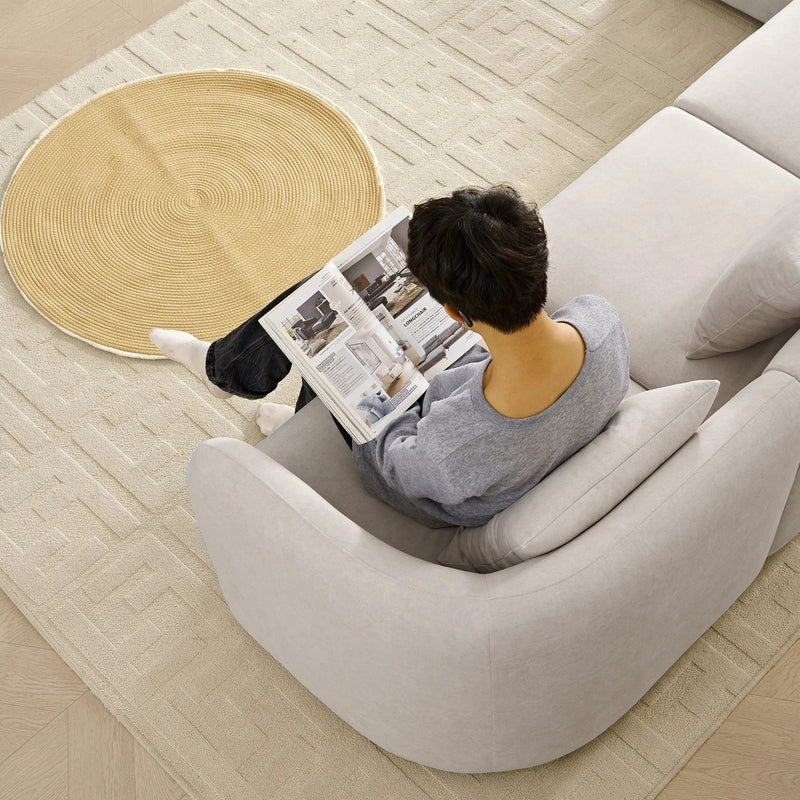 L-Shaped Modular Sectional Sofa With Ottoman, Living Room Furniture Set - Beige by HouseOfZazla