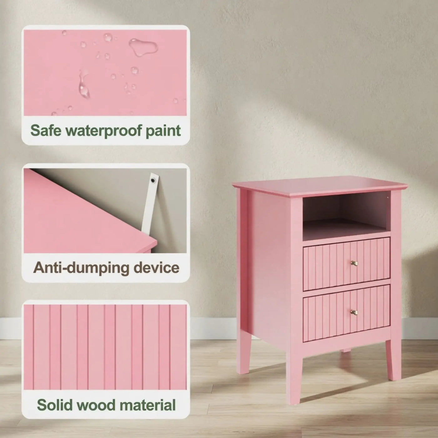 Fluted Nightstand With 2 Drawers by HouseOfZazla