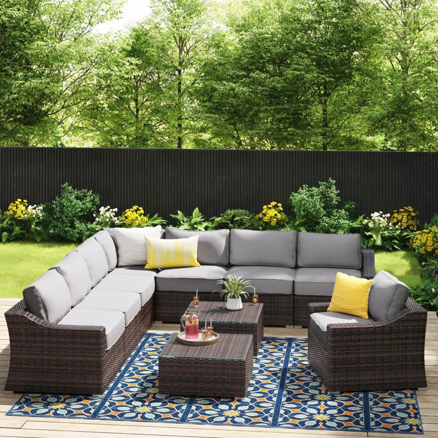 Outdoor Wicker Conversation Set With Cushions, All Weather by HouseOfZazla
