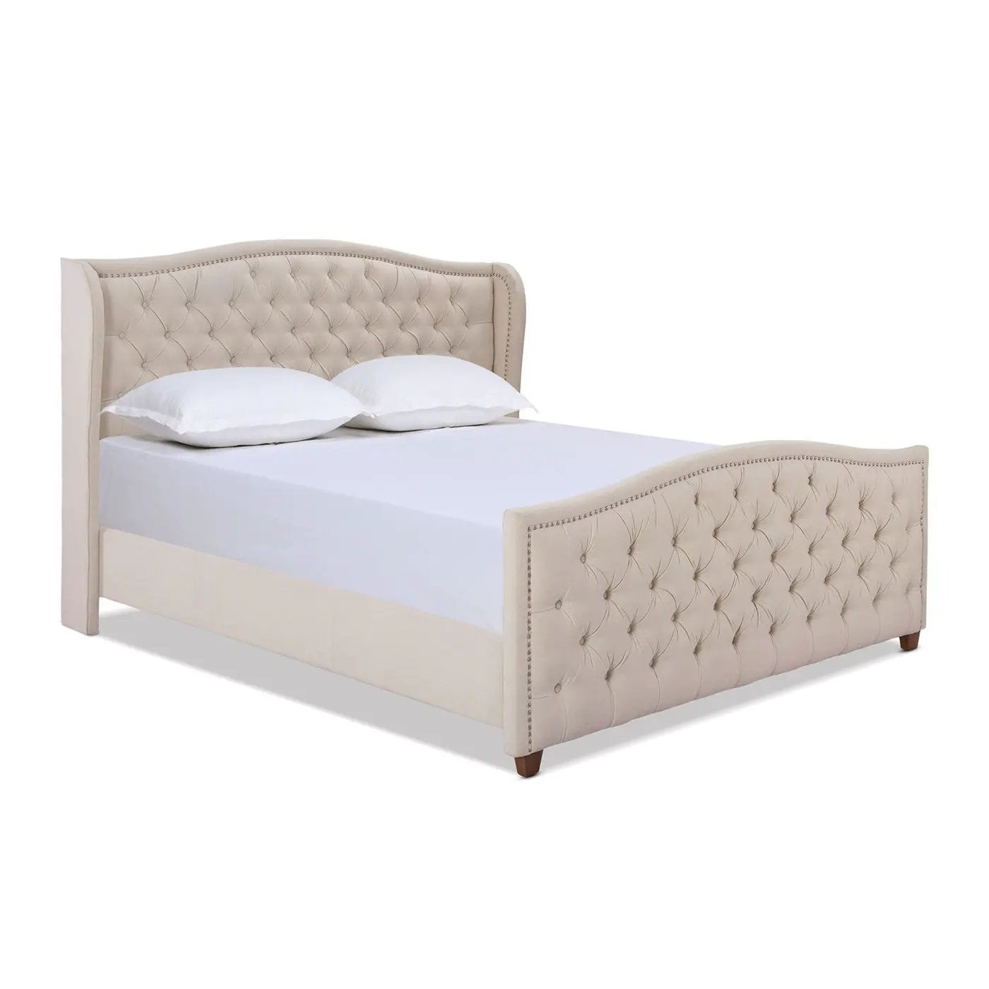 Marcella - Upholstered Shelter Headboard Bed Set by HouseOfZazla