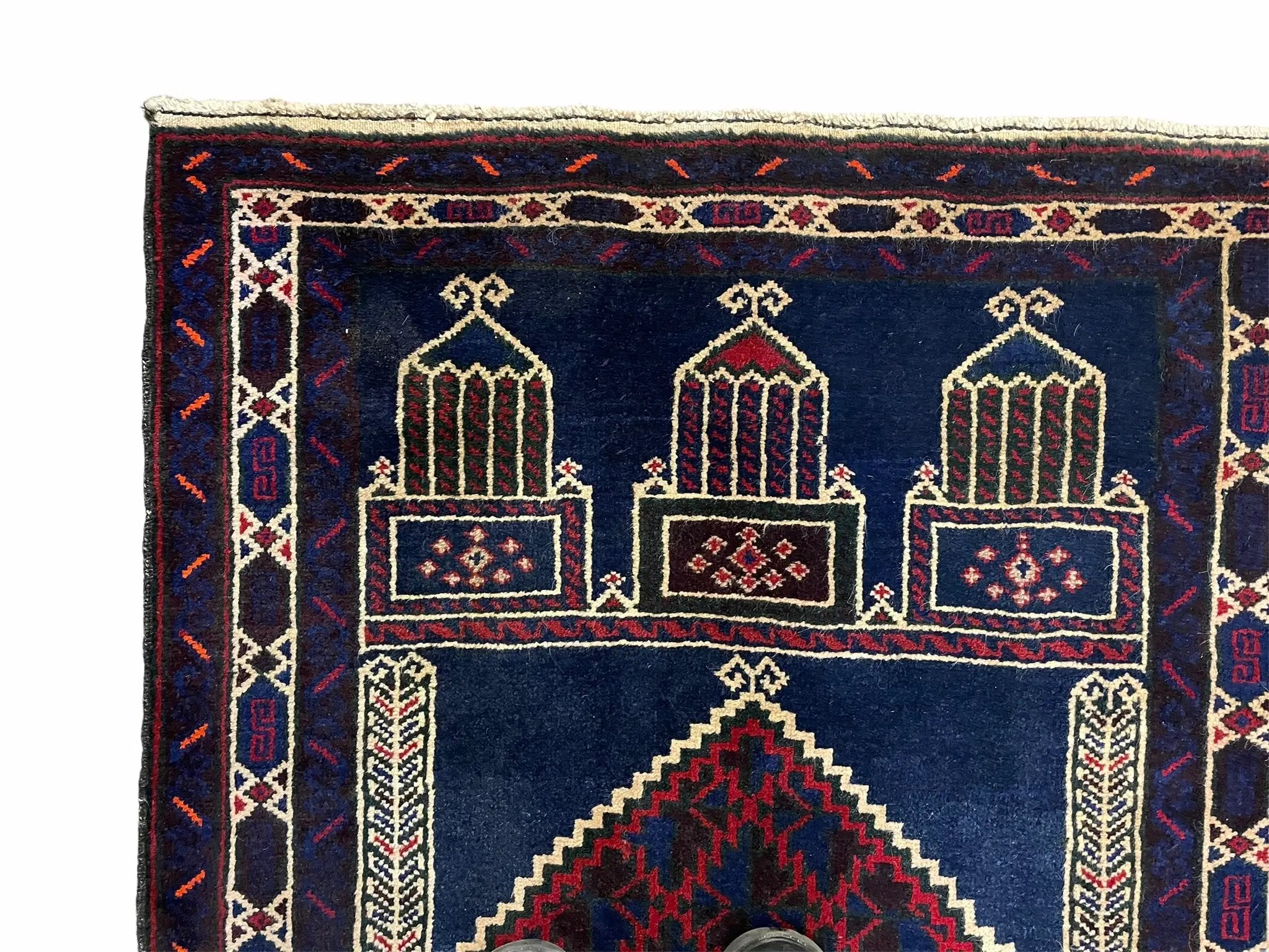 3x5 Vintage Handmade Tribal Wool Rug Balouchi Prayer Rug Afghan Rug Red Blue Wow by Jewel Rugs