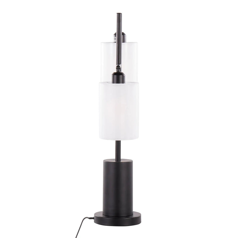 Cannes Contemporary Table Lamp in Black Metal with White Shades by HouseOfZazla