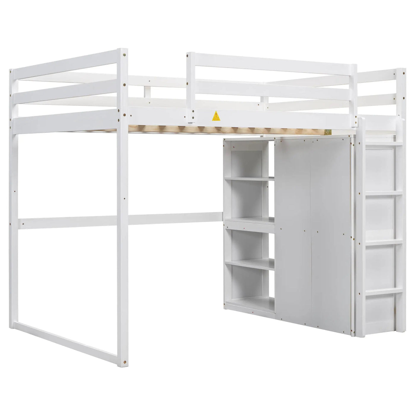 Loft Bed With Built In Wardrobe, Storage Shelves, And LED Light by HouseOfZazla