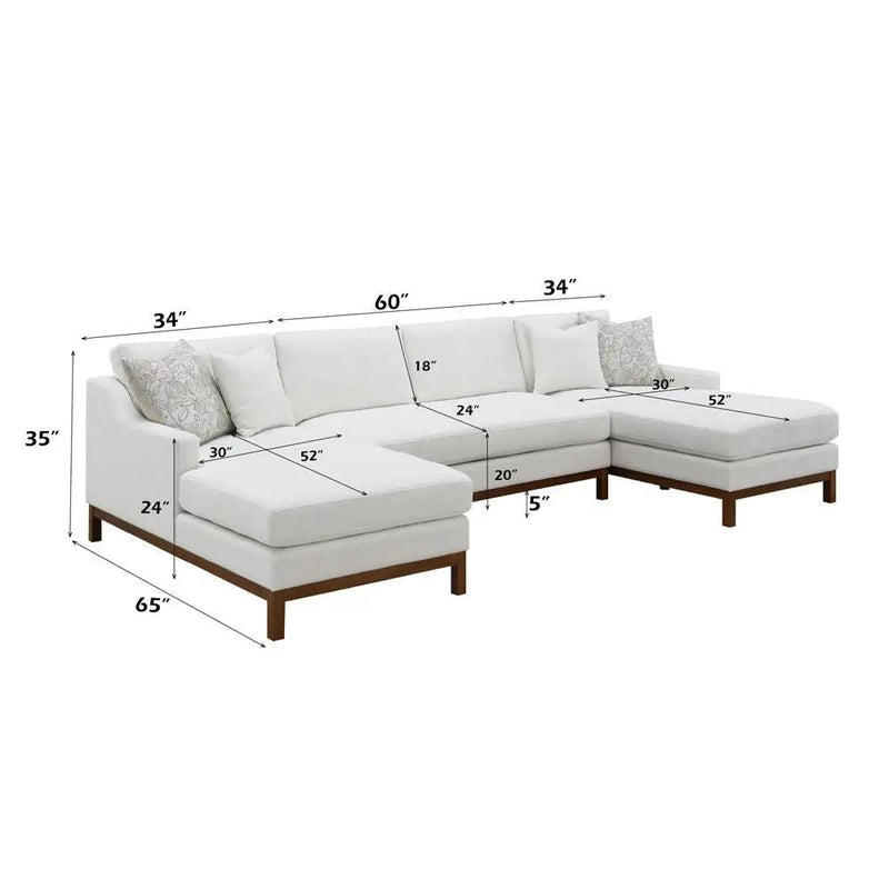 Valiant - Sectional Sofa With 4 Pillows - Ivory Chenille by Unique Piece Furniture