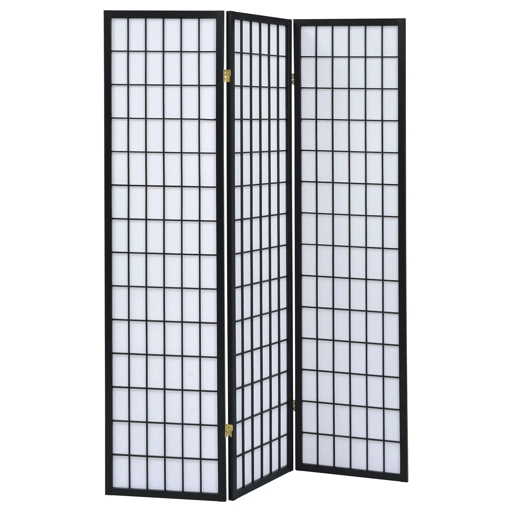Carrie 3-Panel Room Divider Folding Shoji Screen Black by Unique Piece Furniture