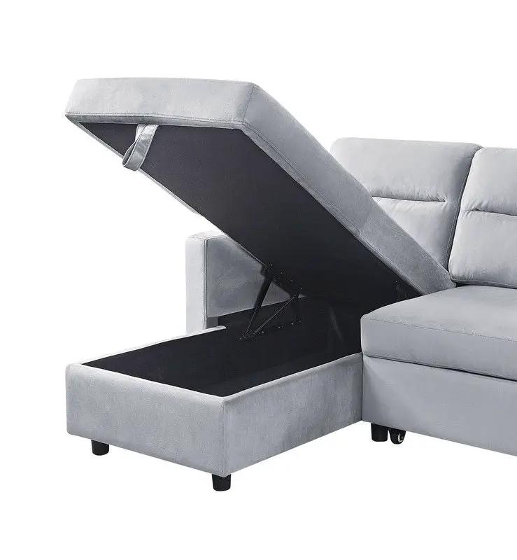Ivy - Reversible Sleeper Sectional Sofa With Storage Chaise And Side Pocket by HouseOfZazla