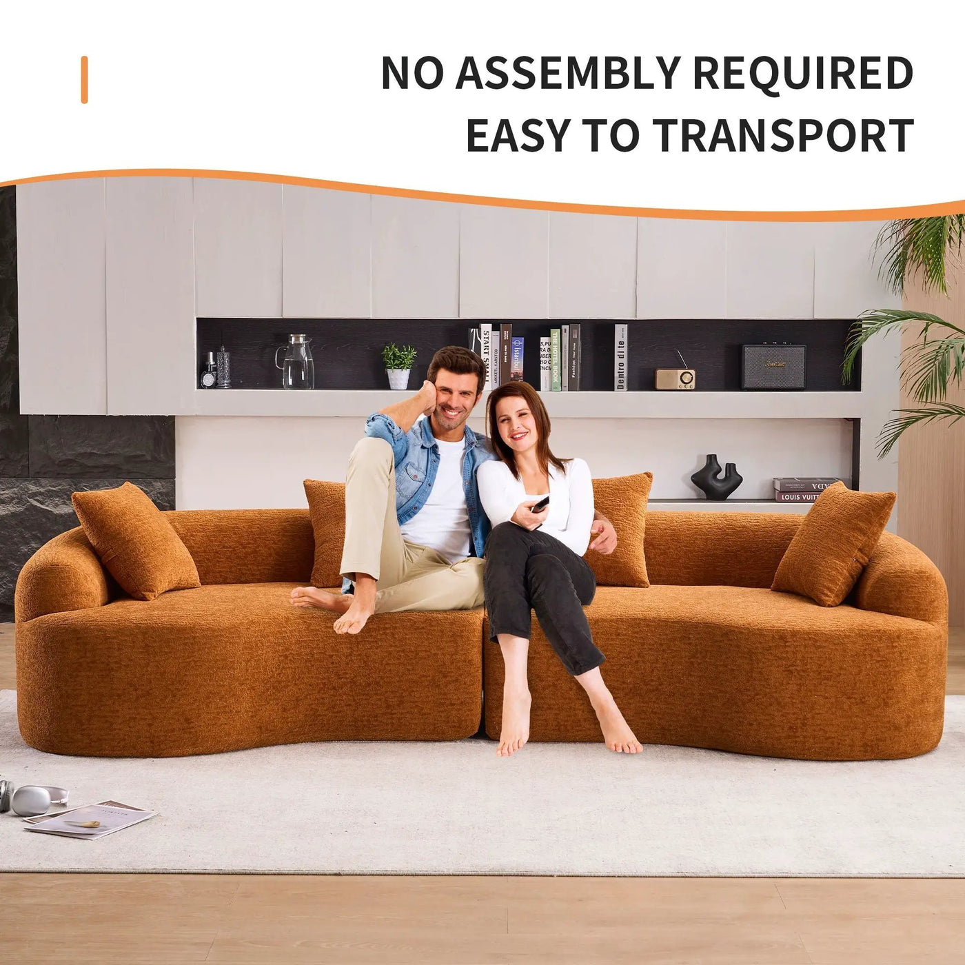 4 Seater Sofa With Fabric, 30D, 60 Hardness Full Sponge, 4 Pillow For Living Room, Home Furniture Sleeper Sectional Sofa For Apartment by HouseOfZazla