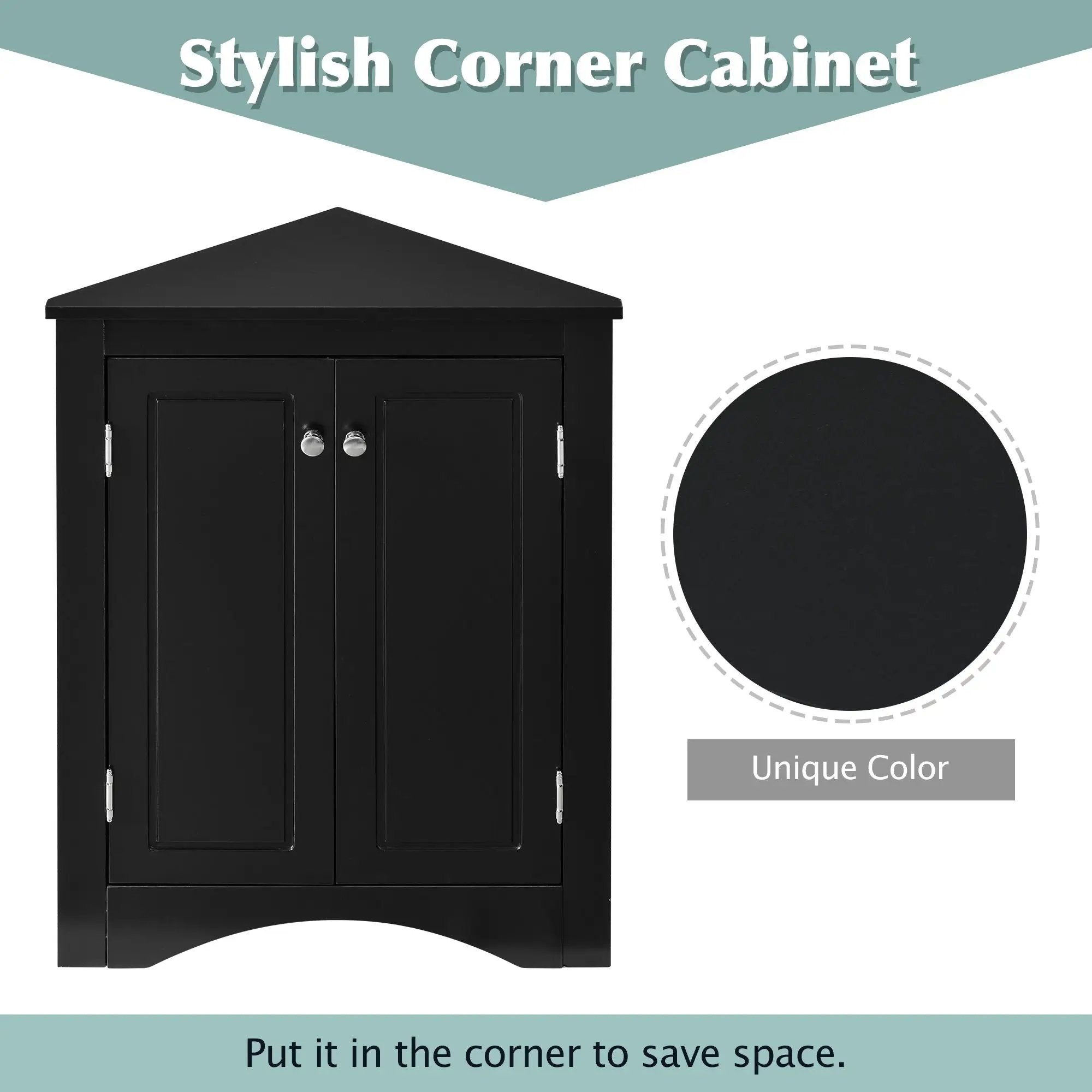 Triangle Bathroom Storage Cabinet With Adjustable Shelves, Freestanding Floor Cabinet For Home Kitchen by Unique Piece Furniture
