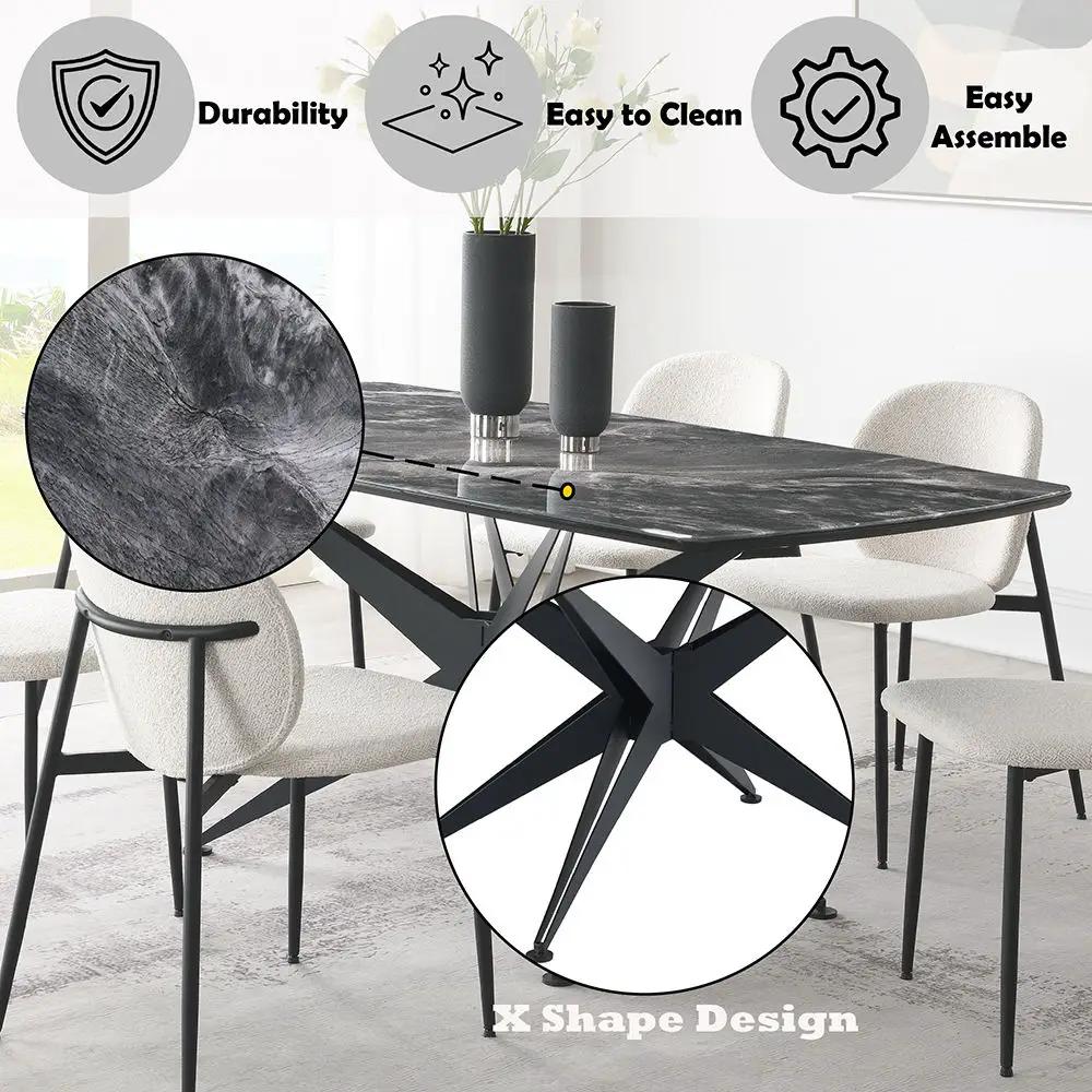 Klaus - Dining Table - Crystal Tempered Glass Top & Black Finish by Unique Piece Furniture