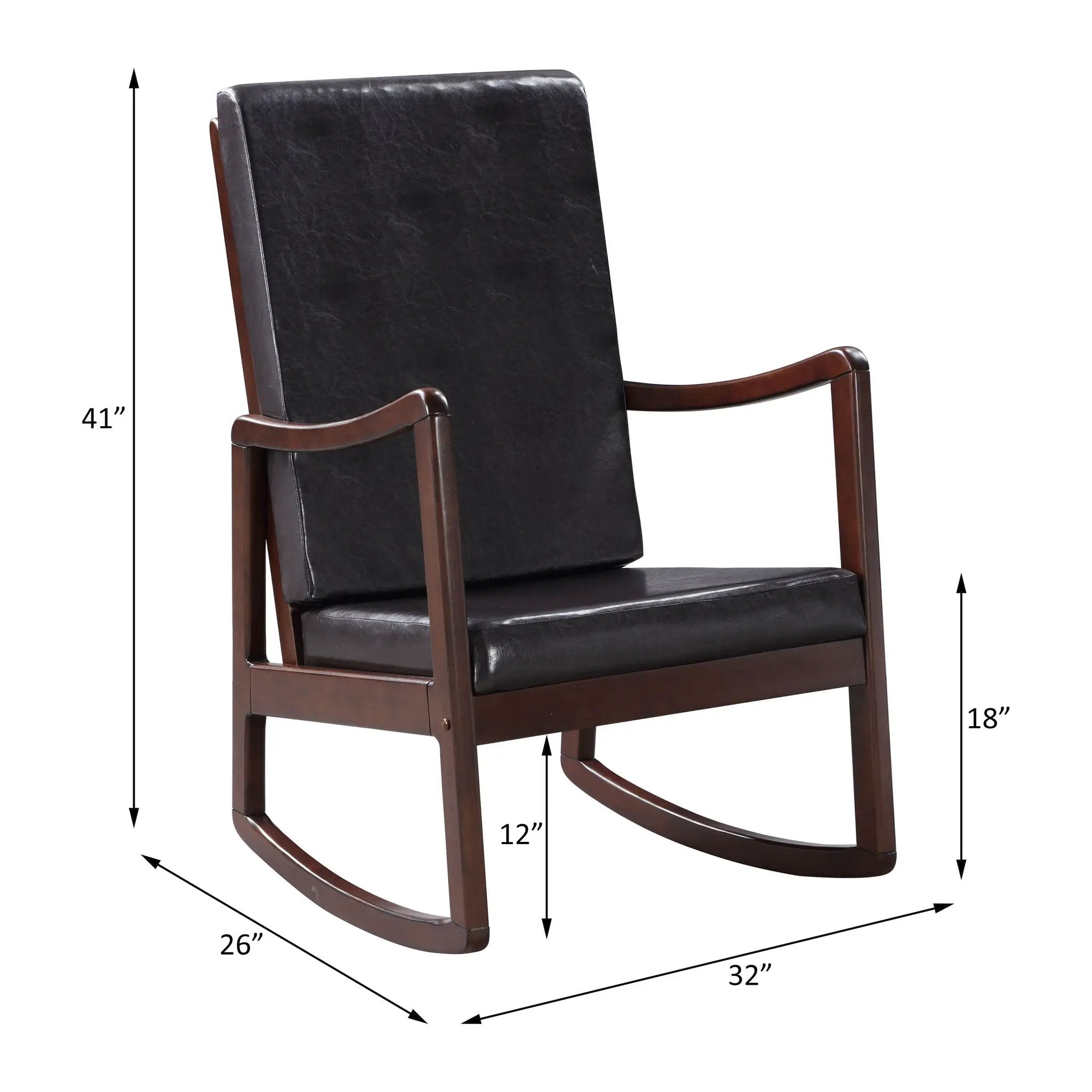 Raina - Synthenic Leather Rocking Chair - Espresso by Unique Piece Furniture