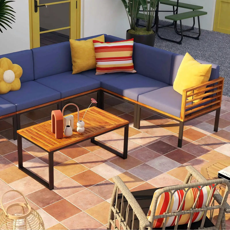 Patio Furniture Set: Patio Dining Set+Teak Wood Side Table+3 Pieces Patio Rattan Bistro Set by DirectDeals
