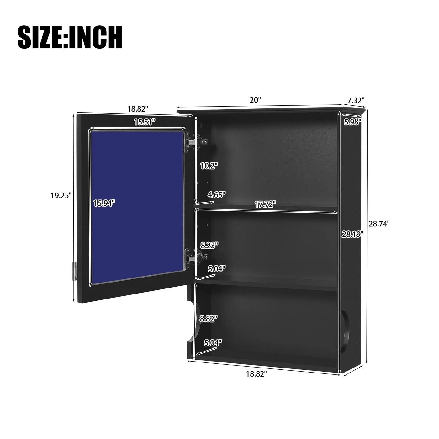 Wall Mounted Bathroom Storage Cabinet With Mirror, Soft Closing Hinges by HouseOfZazla