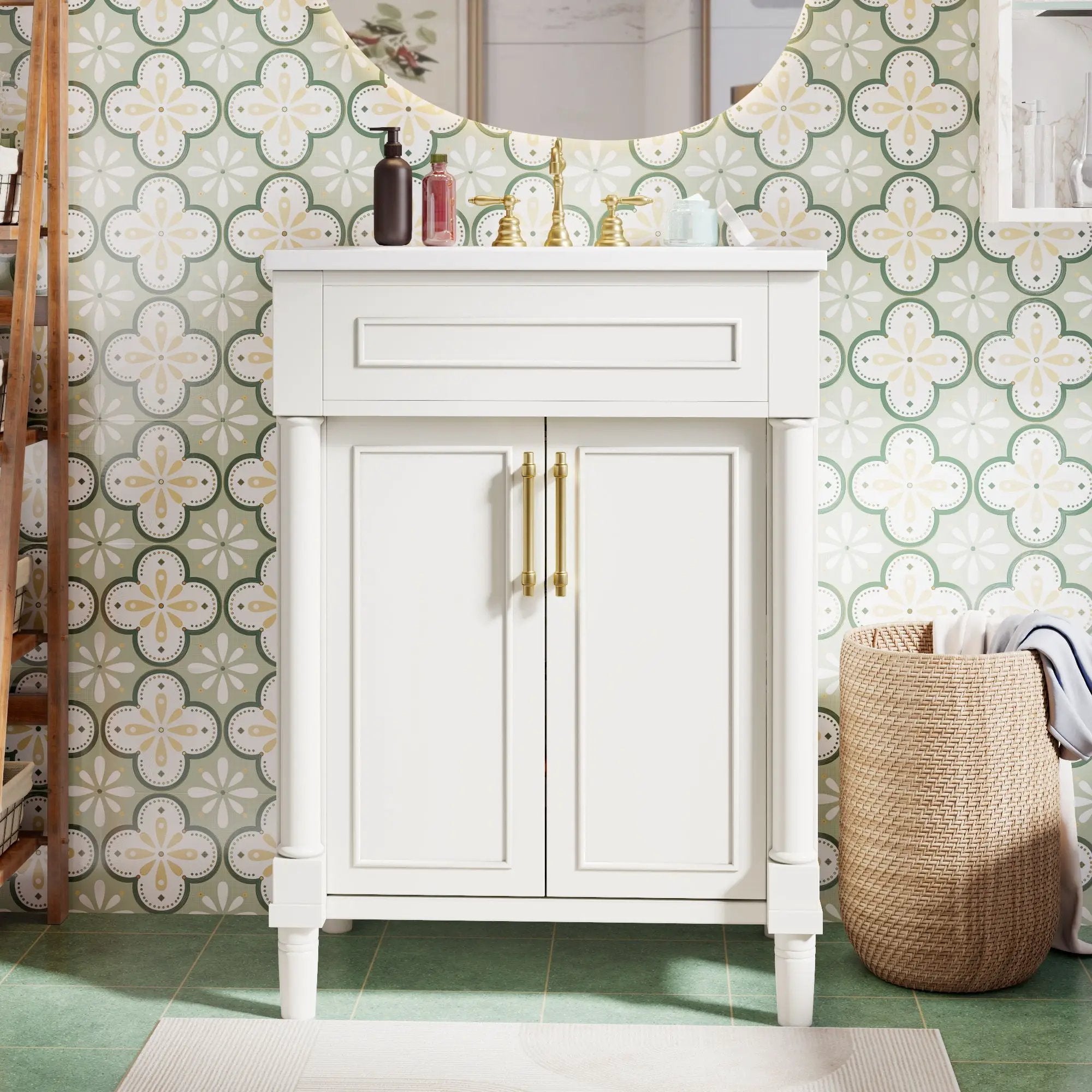 Bathroom Vanity With Integrated Sink, 2 Door Cabinet, Single Sink For Small To Medium Bathrooms by Unique Piece Furniture