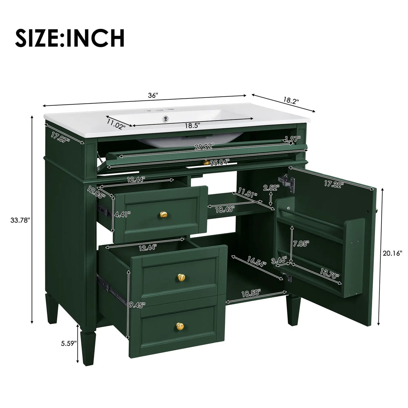 Bathroom Vanity With Top Sink, 2 Drawers And Tip Out Drawer by HouseOfZazla